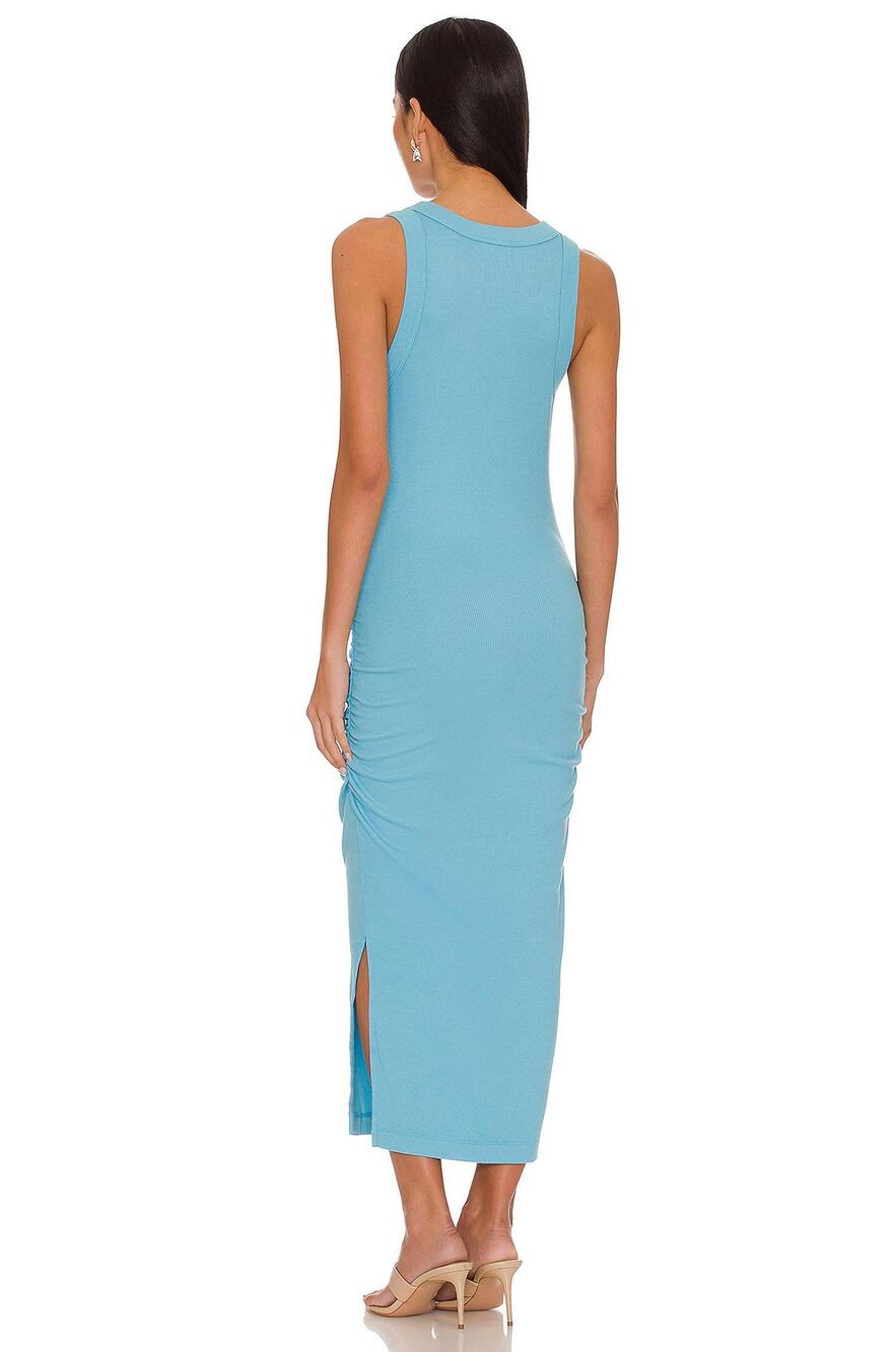 NEW MICHAEL STARS wren ruched midi dress in aruba - Picture 2 of 3